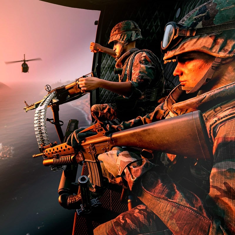 Balancing military simulation realism with a relaxed atmosphere.